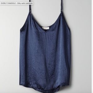 Aritzia Babaton Everly Camisole - Blue Satin (M)